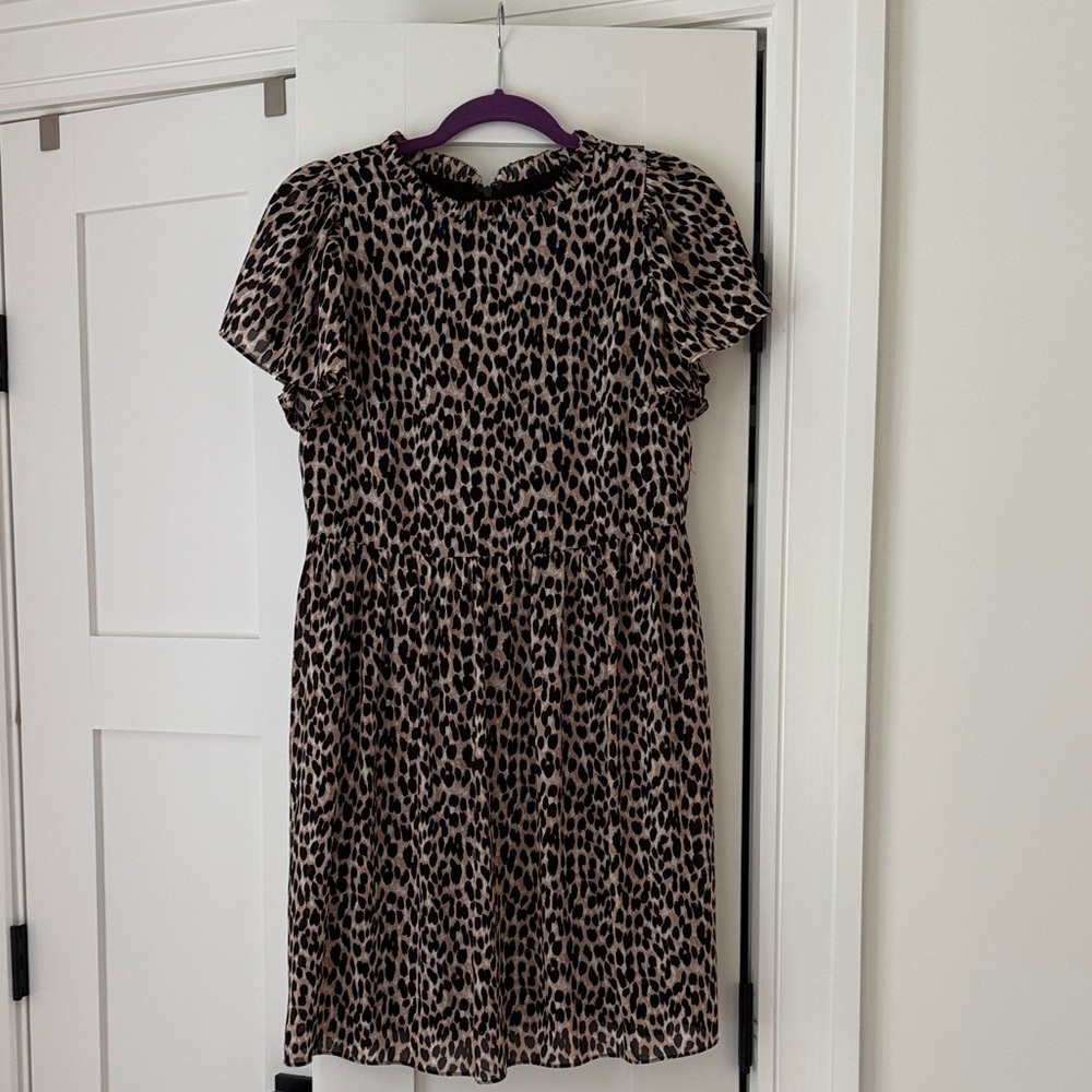 LOFT Leopard Print Midi Dress in Black and Tan